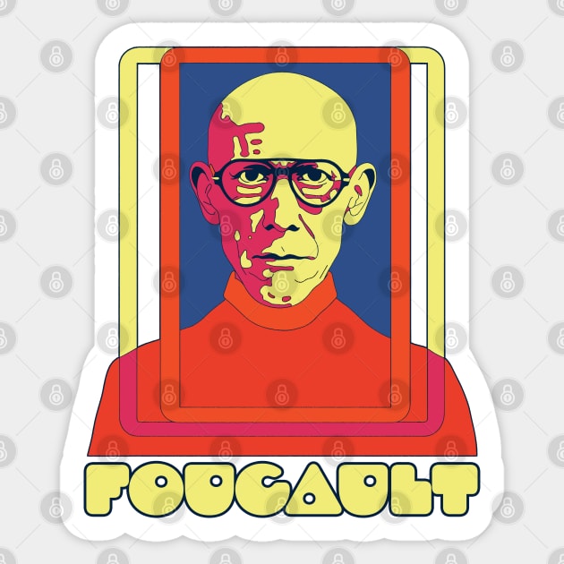 Michel Foucault -- Retro 70s Style Sticker by DankFutura